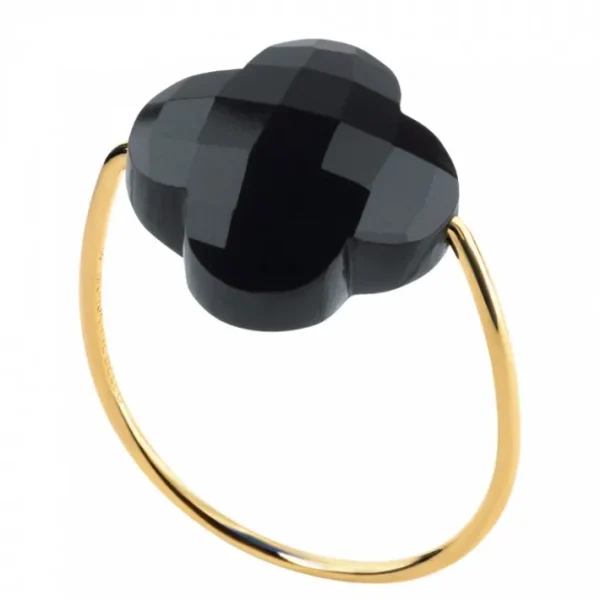 Morganne Bello Bague-BAGUE OR JAUNE TREFLE ONYX