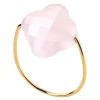 Morganne Bello Bague-BAGUE OR JAUNE TREFLE QUARTZ ROSE POUDRE