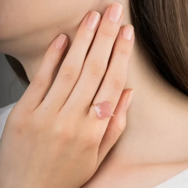 Morganne Bello Bague-BAGUE OR JAUNE TREFLE QUARTZ GUAVA