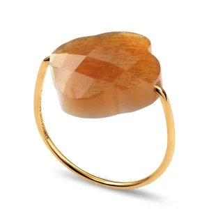 Morganne Bello Bague-BAGUE OR JAUNE TRÈFLE PIERRE DE SOLEIL DORÉ