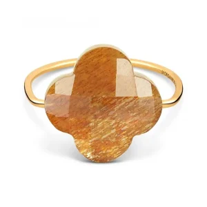 Morganne Bello Bague-BAGUE OR JAUNE TRÈFLE PIERRE DE SOLEIL DORÉ