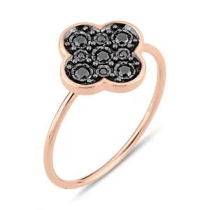 Morganne Bello Bague-BAGUE SERTI DIAMANTS NOIRS OR ROSE