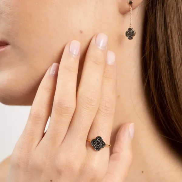 Morganne Bello Bague-BAGUE SERTI DIAMANTS NOIRS OR ROSE