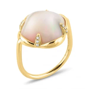 Morganne Bello Bague-BAGUE SONGE OPALE ETHIOPIENNE + DIAMANTS OR JAUNE