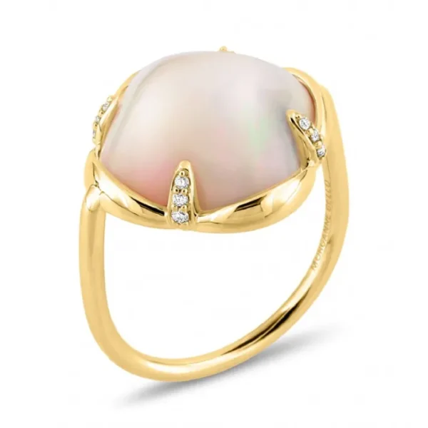 Morganne Bello Bague-BAGUE SONGE OPALE ETHIOPIENNE + DIAMANTS OR JAUNE