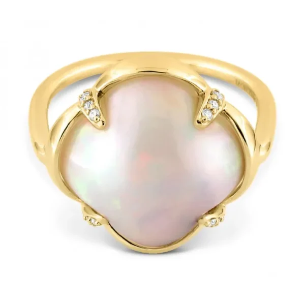 Morganne Bello Bague-BAGUE SONGE OPALE ETHIOPIENNE + DIAMANTS OR JAUNE