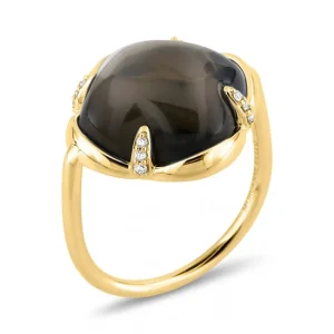 Morganne Bello Bague-BAGUE SONGE QUARTZ FUME + DIAMANTS OR JAUNE