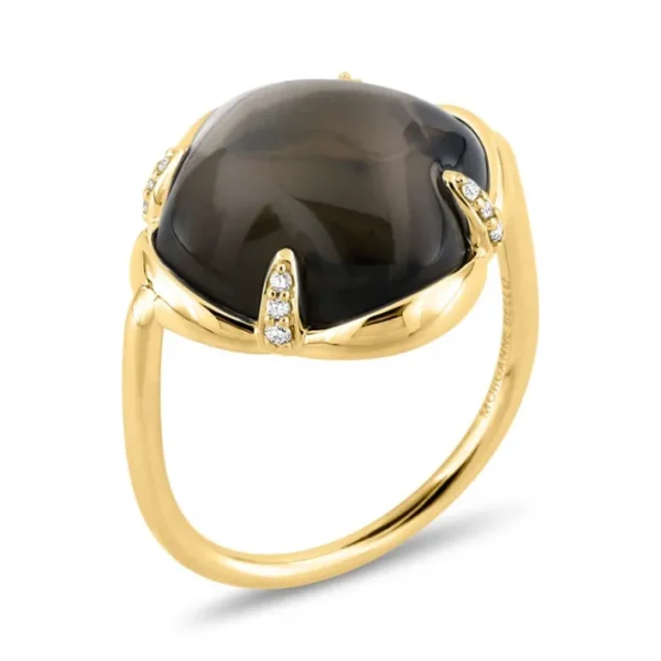 Morganne Bello Bague-BAGUE SONGE QUARTZ FUME + DIAMANTS OR JAUNE