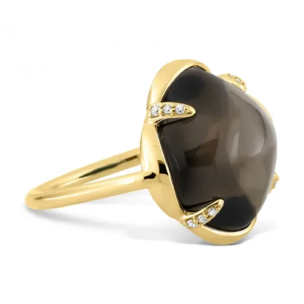 Morganne Bello Bague-BAGUE SONGE QUARTZ FUME + DIAMANTS OR JAUNE