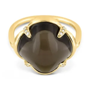 Morganne Bello Bague-BAGUE SONGE QUARTZ FUME + DIAMANTS OR JAUNE