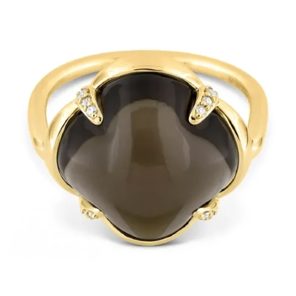 Morganne Bello Bague-BAGUE SONGE QUARTZ FUME + DIAMANTS OR JAUNE