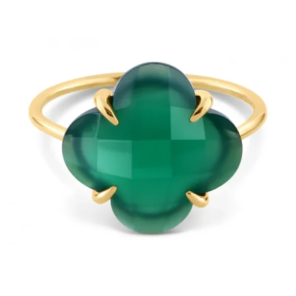Morganne Bello Bague-BAGUE VICTORIA AGATE VERTE OR JAUNE