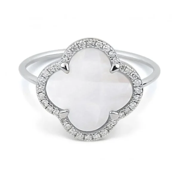 Morganne Bello Bague-BAGUE VICTORIA DIAMANTS NACRE BLANCHE + DIAMANTS OR BLANC