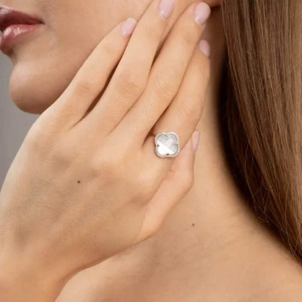 Morganne Bello Bague-BAGUE VICTORIA DIAMANTS NACRE BLANCHE + DIAMANTS OR JAUNE
