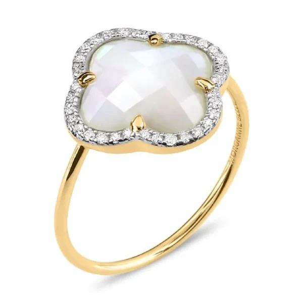 Morganne Bello Bague-BAGUE VICTORIA DIAMANTS OPALE ETHIOPIENNE + DIAMANTS OR JAUNE
