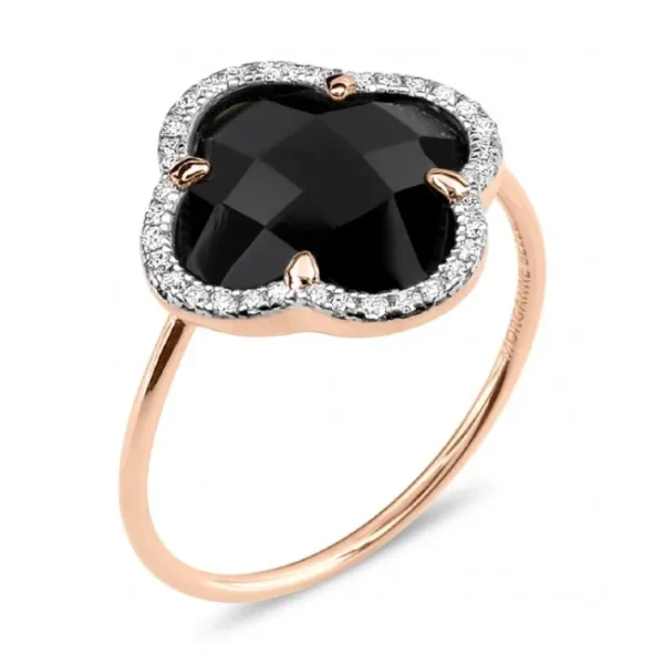 Morganne Bello Bague-BAGUE VICTORIA DIAMANTS ONYX + DIAMANTS OR ROSE