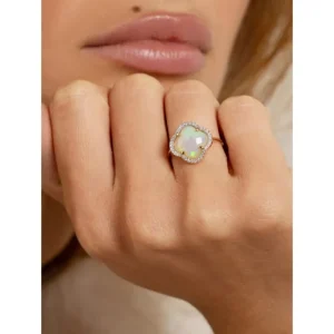 Morganne Bello Bague-BAGUE VICTORIA DIAMANTS OPALE ETHIOPIENNE + DIAMANTS OR JAUNE
