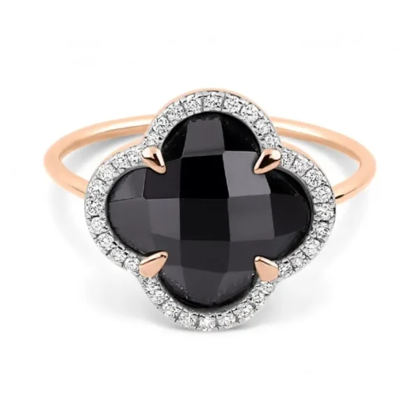 Morganne Bello Bague-BAGUE VICTORIA DIAMANTS ONYX + DIAMANTS OR ROSE