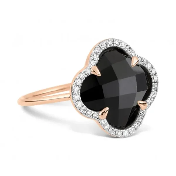 Morganne Bello Bague-BAGUE VICTORIA DIAMANTS ONYX + DIAMANTS OR ROSE