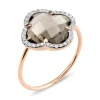 Morganne Bello Bague-BAGUE VICTORIA DIAMANTS QUARTZ FUME + DIAMANTS OR ROSE
