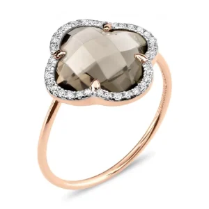 Morganne Bello Bague-BAGUE VICTORIA DIAMANTS QUARTZ FUME + DIAMANTS OR ROSE