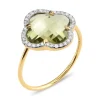 Morganne Bello Bague-BAGUE VICTORIA DIAMANTS QUARTZ OLIVE + DIAMANTS OR JAUNE