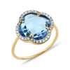 Morganne Bello Bague-BAGUE VICTORIA DIAMANTS TOPAZE (swiss blue) + DIAMANTS OR JAUNE