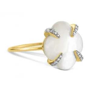 Morganne Bello Bague-BAGUE VICTORIA LYS NACRE BLANCHE ET DIAMANTS OR JAUNE