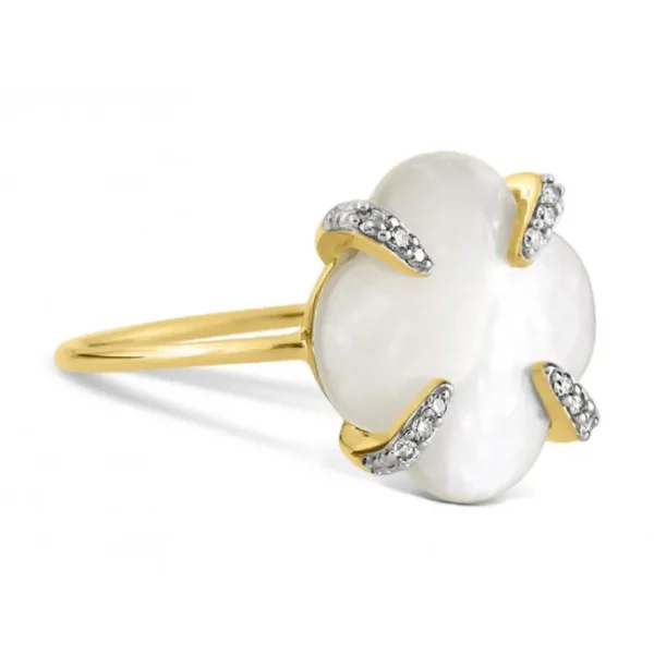 Morganne Bello Bague-BAGUE VICTORIA LYS NACRE BLANCHE ET DIAMANTS OR JAUNE