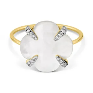 Morganne Bello Bague-BAGUE VICTORIA LYS NACRE BLANCHE ET DIAMANTS OR JAUNE