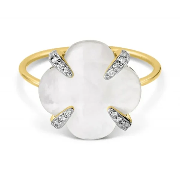 Morganne Bello Bague-BAGUE VICTORIA LYS NACRE BLANCHE ET DIAMANTS OR JAUNE