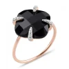Morganne Bello Bague-BAGUE VICTORIA LYS ONYX ET DIAMANTS OR ROSE