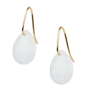 Morganne Bello Boucles D'Oreilles-BOUCLE D'OREILLE ALMA OR JAUNE ET AGATE BLANCHE
