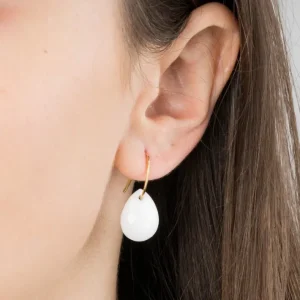 Morganne Bello Boucles D'Oreilles-BOUCLE D'OREILLE ALMA OR JAUNE ET AGATE BLANCHE