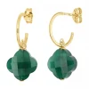 Morganne Bello Boucles D'Oreilles-BOUCLES D'OREILLES AGATE VERTE PETIT TREFLE OR JAUNE