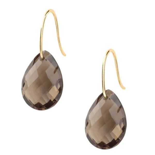 Morganne Bello Boucles D'Oreilles-BOUCLES D'OREILLES ALMA OR JAUNE QUARTZ FUME