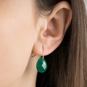 Morganne Bello Boucles D'Oreilles-BOUCLES D'OREILLES ALMA OR JAUNE ET AGATE VERTE