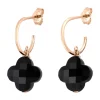Morganne Bello Boucles D'Oreilles-BOUCLES D'OREILLES ONYX PETIT TREFLE OR ROSE