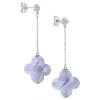 Morganne Bello Boucles D'Oreilles-BOUCLES D'OREILLES PENDANTES AGATE BLEUE DENTELLE + DIAMANTS OR BLANC