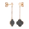 Morganne Bello Boucles D'Oreilles-BOUCLES D'OREILLES PENDANTES SERTI DIAMANTS NOIRS OR ROSE