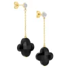 Morganne Bello Boucles D'Oreilles-BOUCLES D'OREILLES PENDANTES ONYX + DIAMANTS OR JAUNE