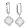 Morganne Bello Boucles D'Oreilles-BOUCLES D'OREILLES PENDANTES VICTORIA DIAMANTS NACRE BLANCHE + DIAMANTS OR BLANC