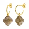 Morganne Bello Boucles D'Oreilles-BOUCLES D'OREILLES PIERRE DE SOLEIL PETIT TREFLE OR JAUNE