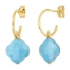 Morganne Bello Boucles D'Oreilles-BOUCLES D'OREILLES TURQUOISE PETIT TREFLE OR JAUNE