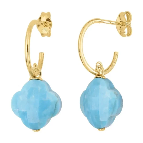 Morganne Bello Boucles D'Oreilles-BOUCLES D'OREILLES TURQUOISE PETIT TREFLE OR JAUNE