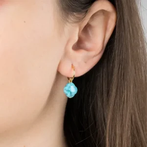 Morganne Bello Boucles D'Oreilles-BOUCLES D'OREILLES TURQUOISE PETIT TREFLE OR JAUNE