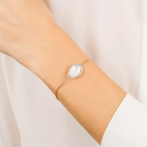 Morganne Bello Bracelet-BRACELET ALMA NACRE BLANCHE ET DIAMANTS OR JAUNE