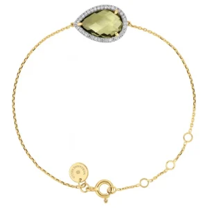 Morganne Bello Bracelet-BRACELET ALMA QUARTZ OLIVE ET DIAMANTS OR JAUNE