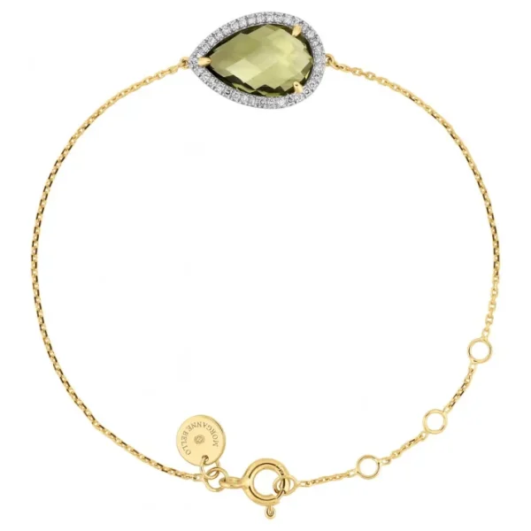 Morganne Bello Bracelet-BRACELET ALMA QUARTZ OLIVE ET DIAMANTS OR JAUNE