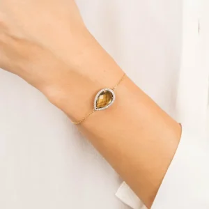 Morganne Bello Bracelet-BRACELET ALMA QUARTZ OLIVE ET DIAMANTS OR JAUNE